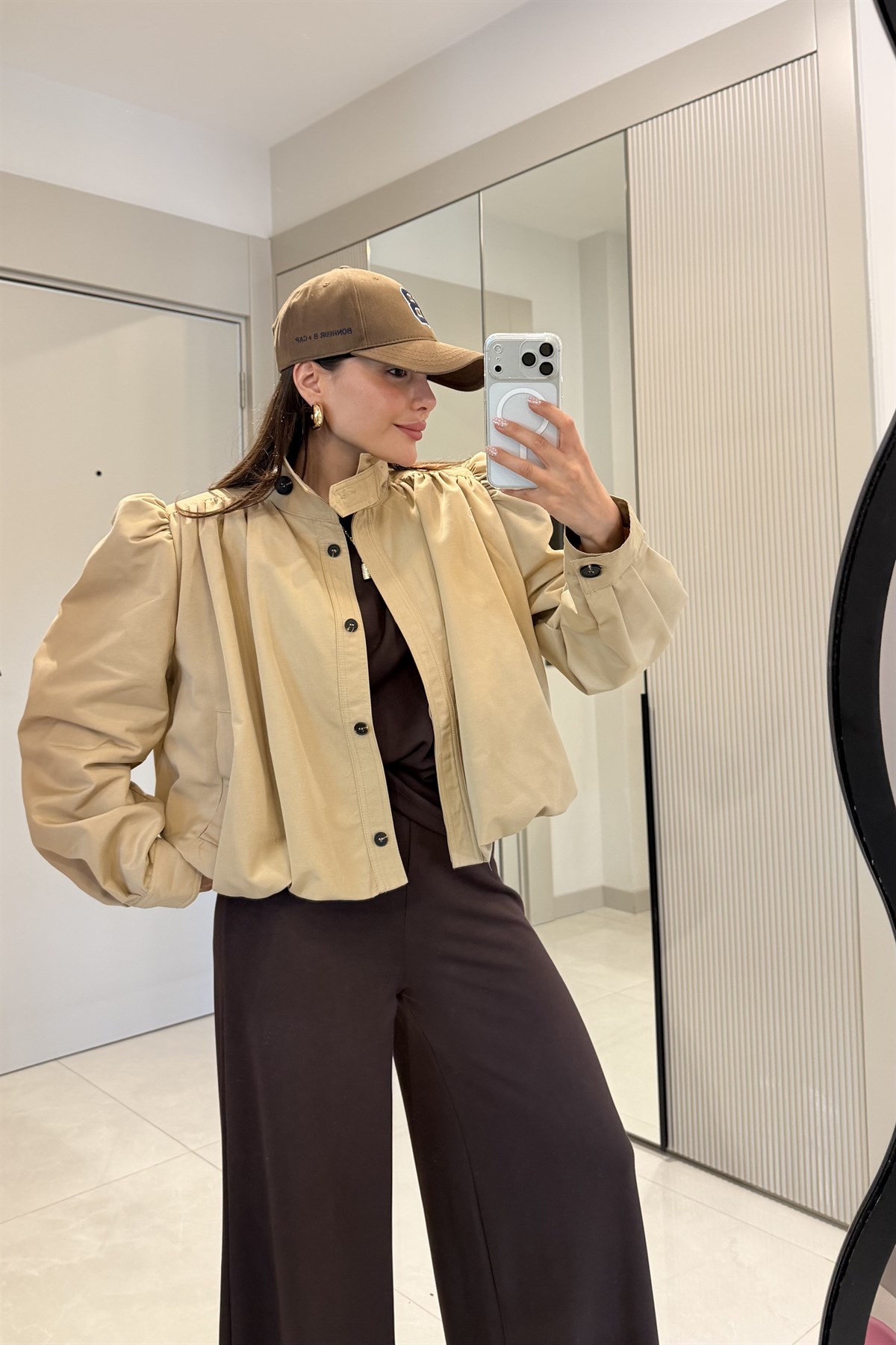 Pumpkin Bej Vatkalı Balon Trenç