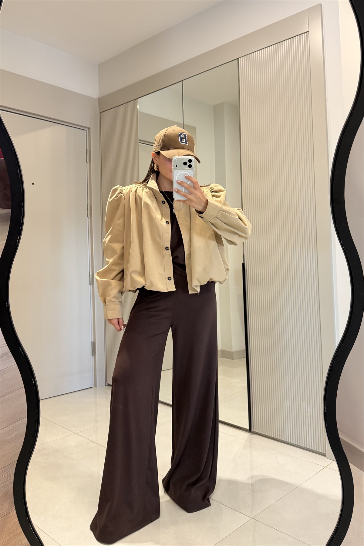 Pumpkin Bej Vatkalı Balon Trenç