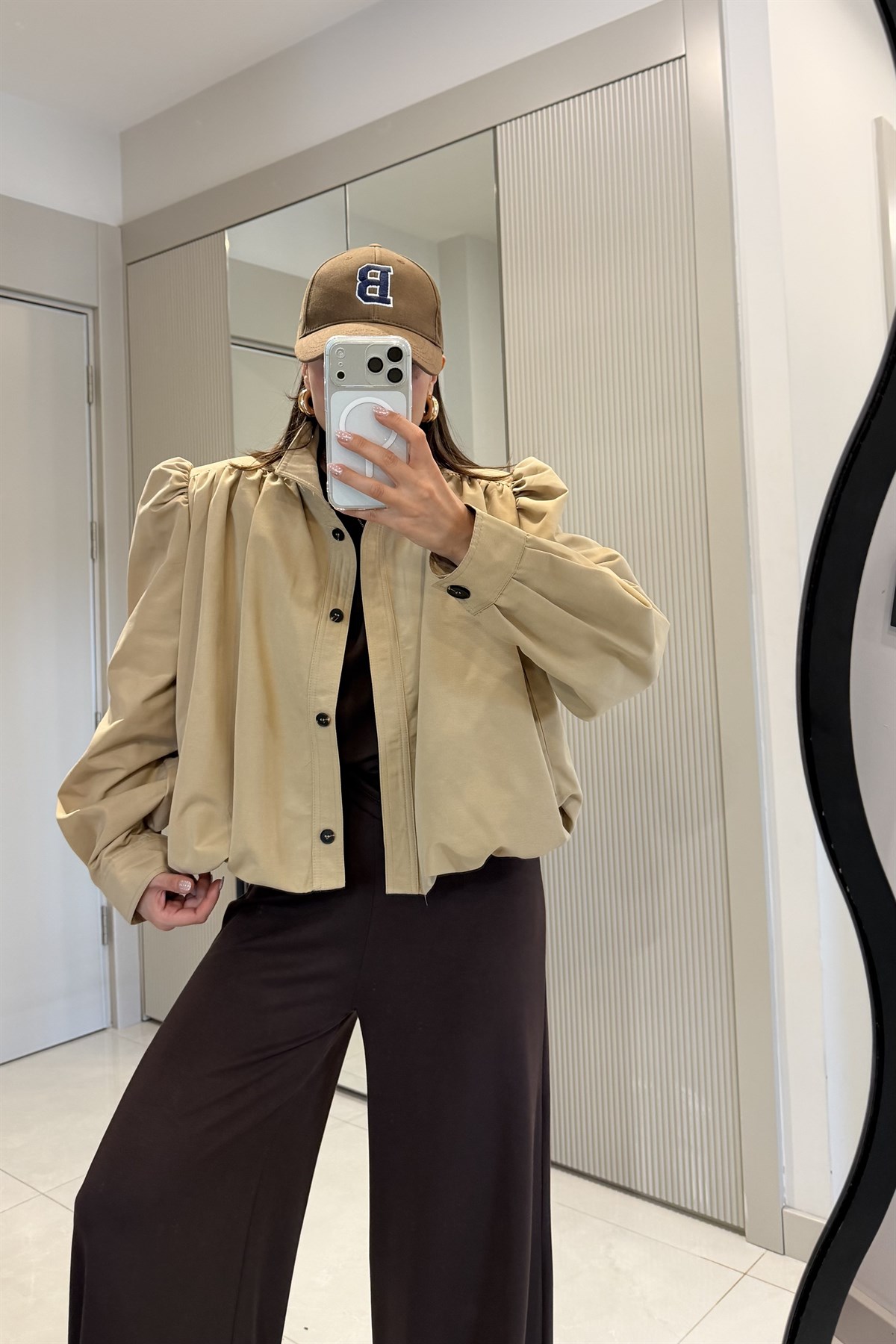 Pumpkin Bej Vatkalı Balon Trenç