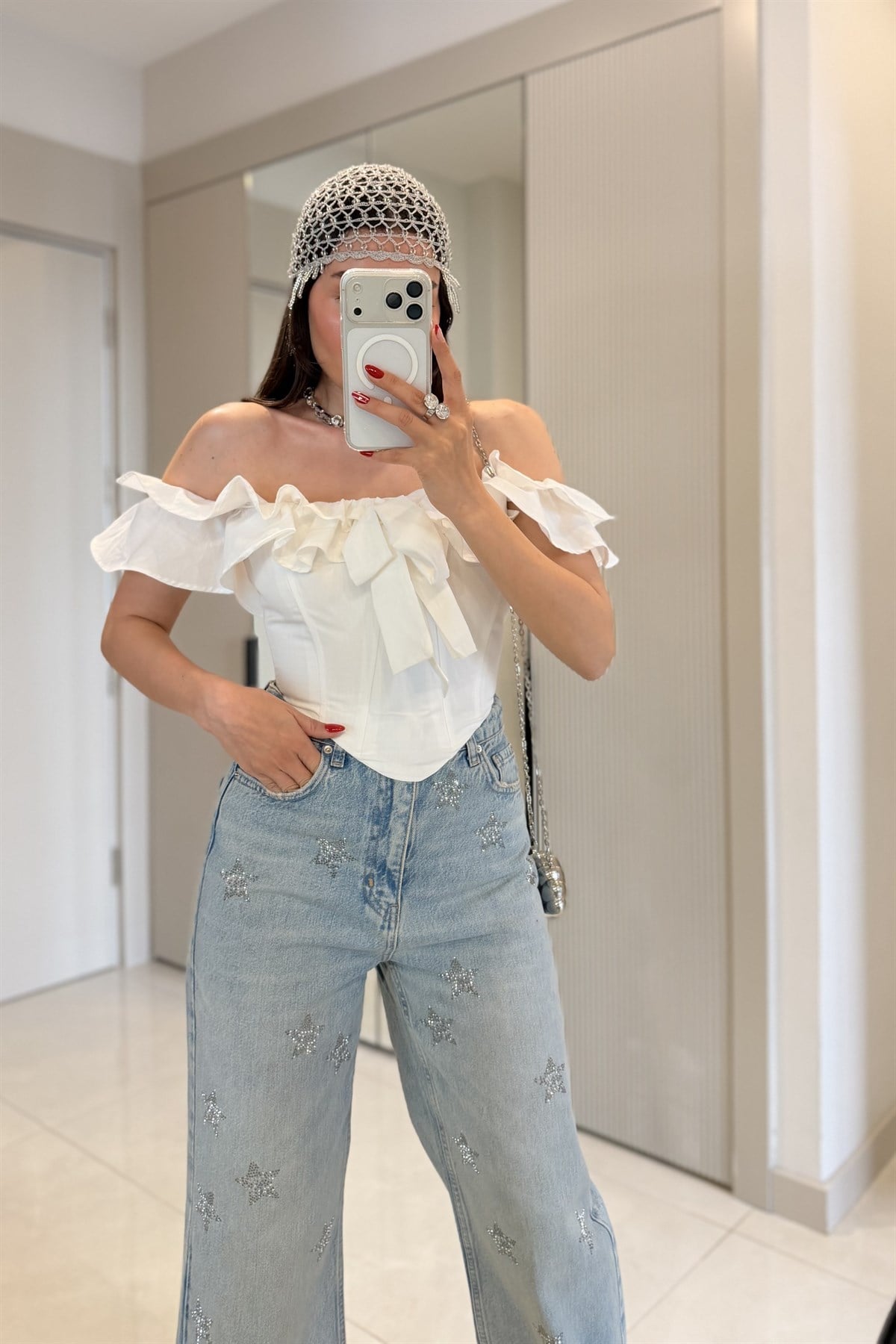Purest Beyaz Madonna Fırfırlı Büstiyer
