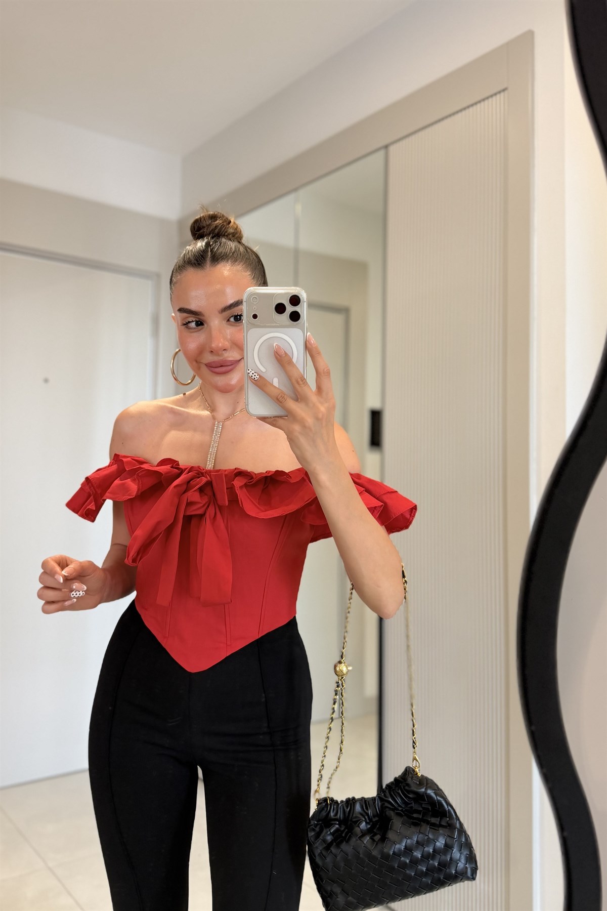 Purest Kırmızı Madonna Fırfırlı Büstiyer