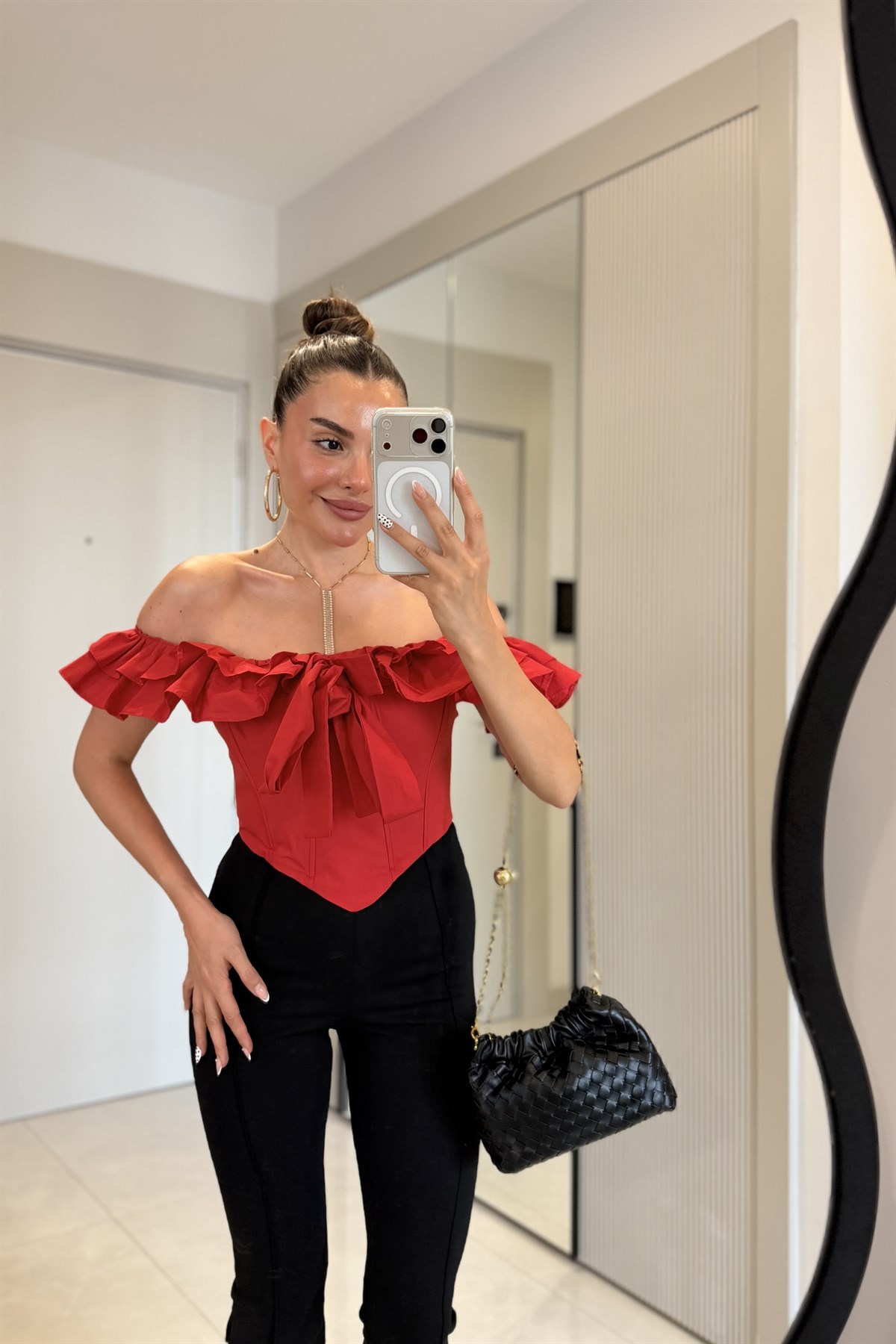 Purest Kırmızı Madonna Fırfırlı Büstiyer