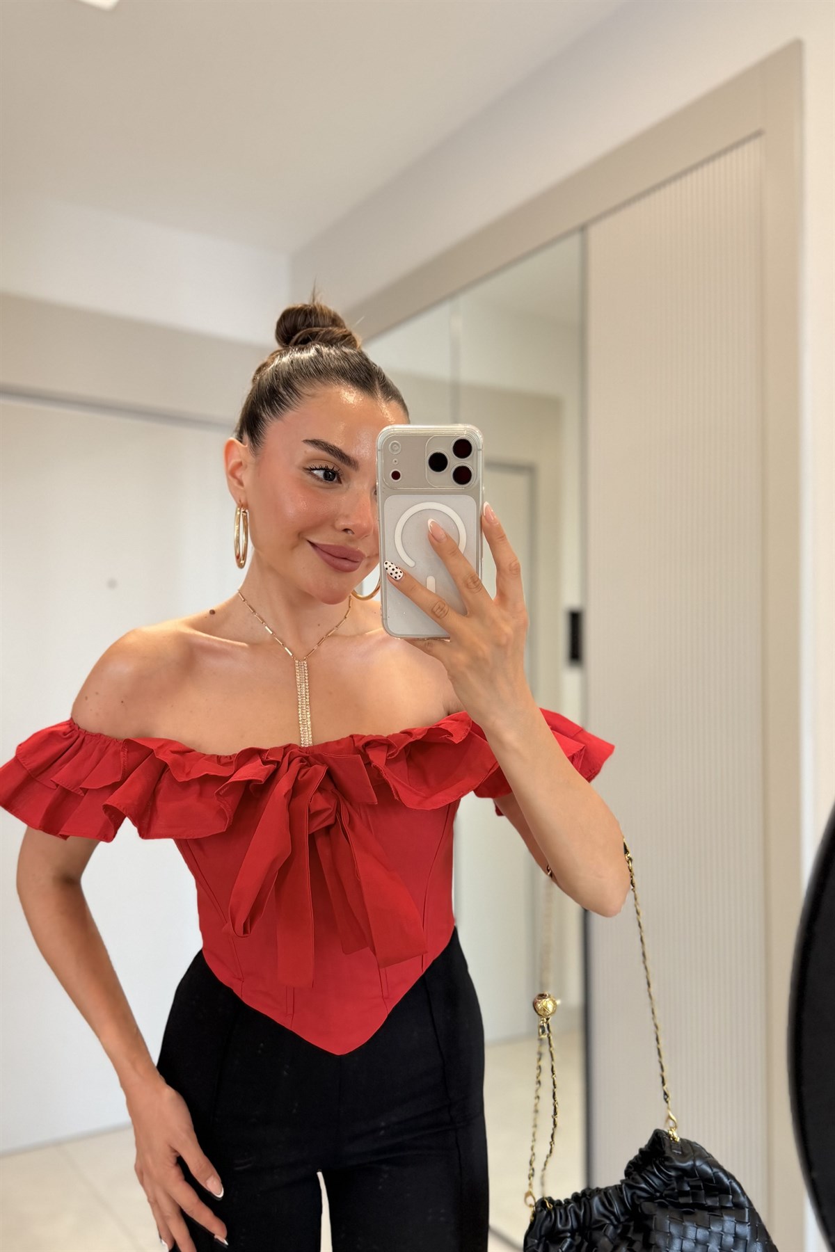 Purest Kırmızı Madonna Fırfırlı Büstiyer
