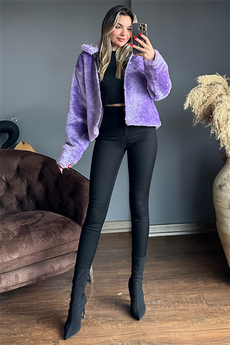 Purple peluş tasarım ceket