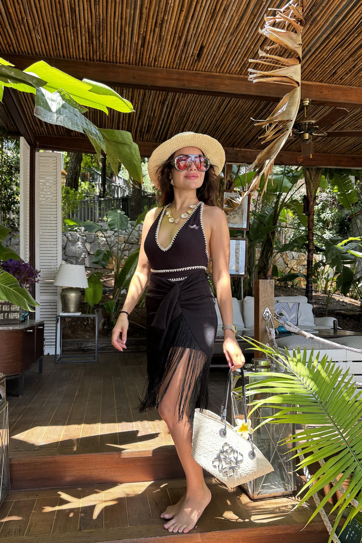 Quentin Siyah Püsküllü Etek 