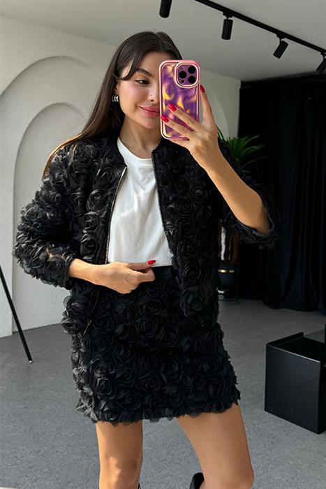 Quest Gül Kabartmalı Etek