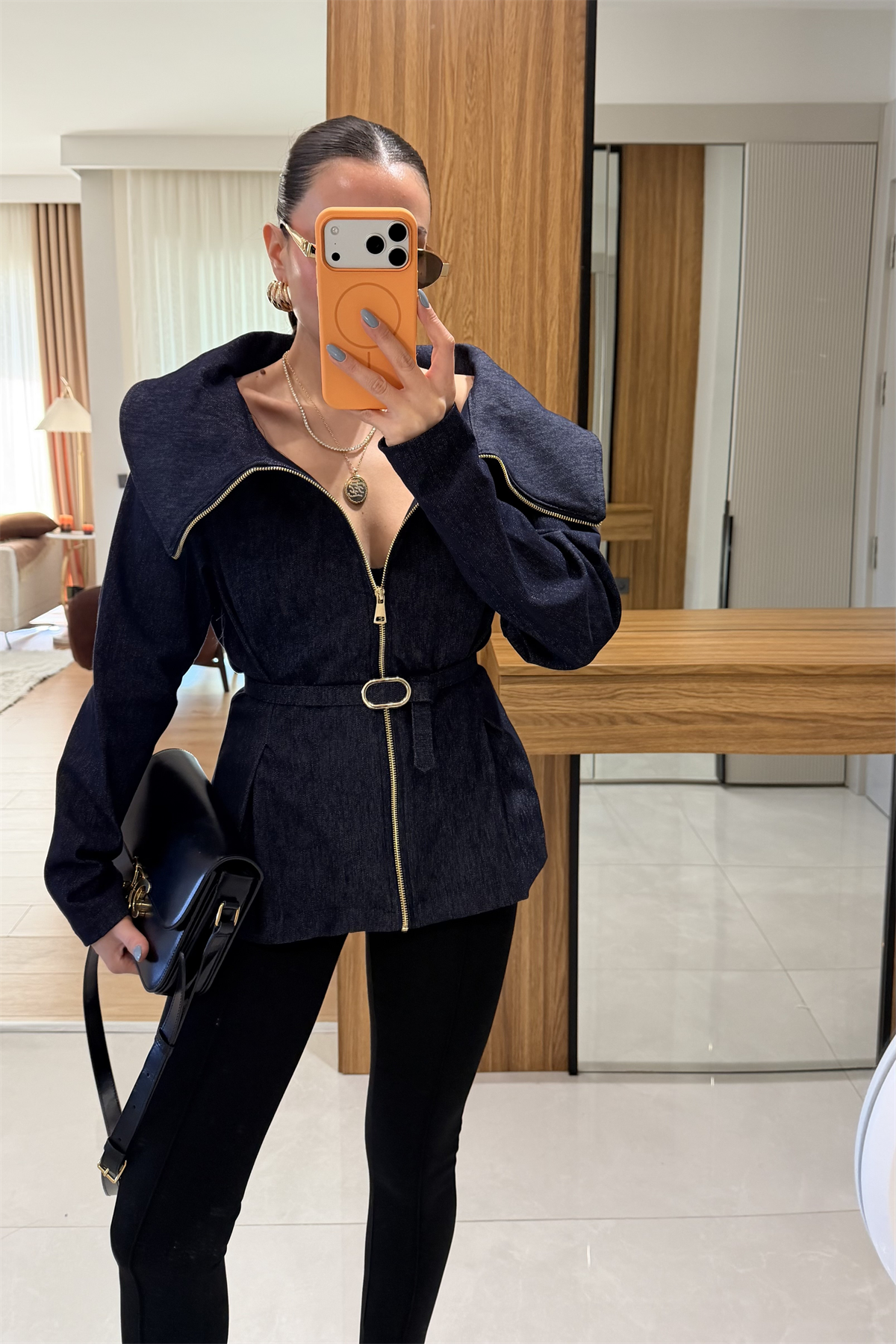 Raje Denim Kemerli Madonna Gömlek