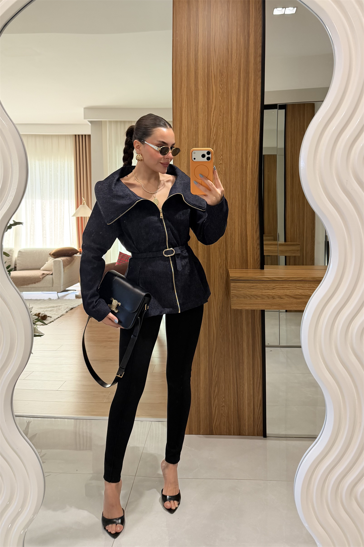 Raje Denim Kemerli Madonna Gömlek