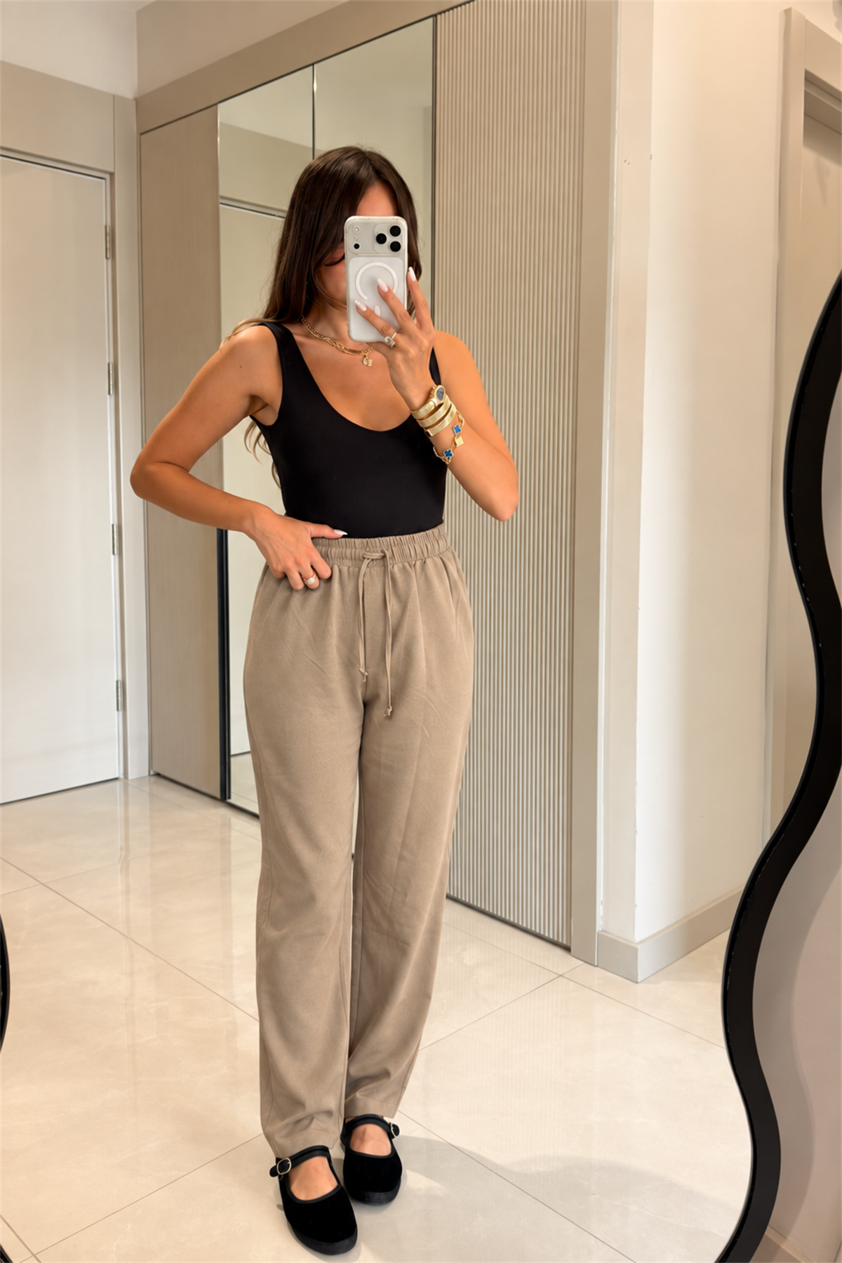 Raphael Camel Beli Bağcıklı Rahat Kesim Pantolon