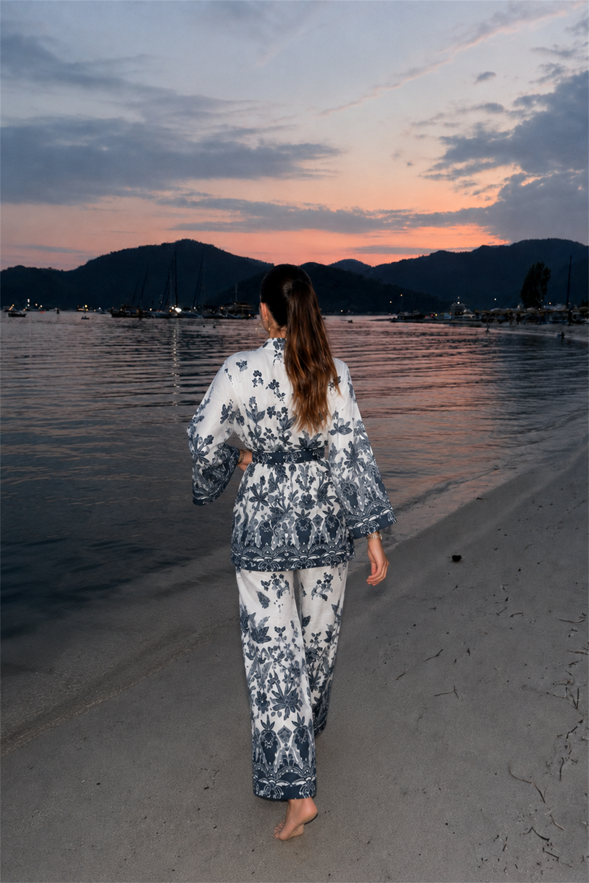 Ravella Desenli Premium Keten Takım