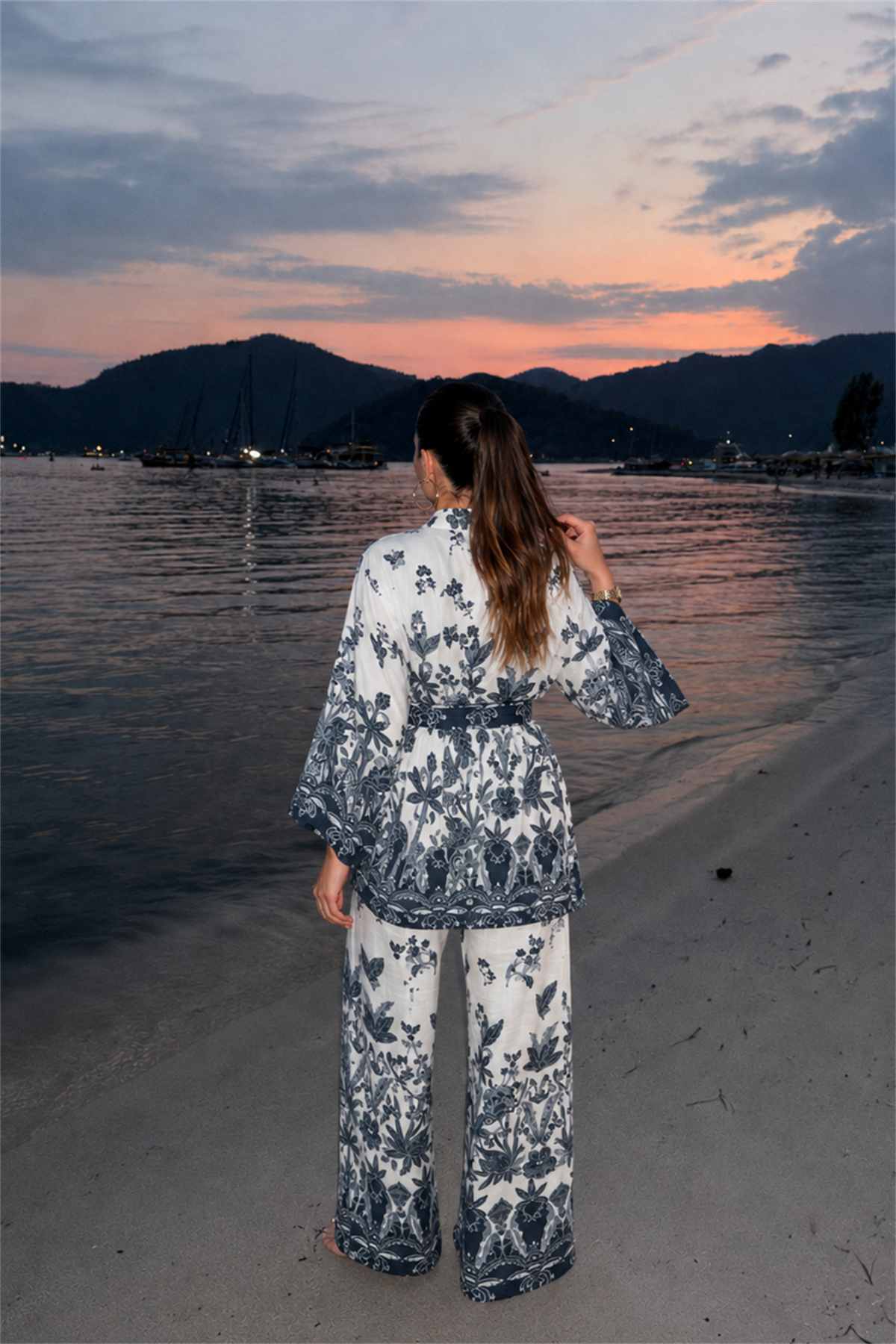 Ravella Desenli Premium Keten Takım