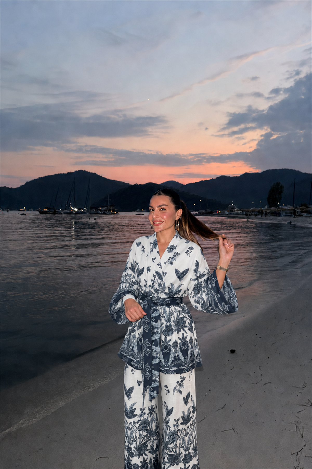 Ravella Desenli Premium Keten Takım