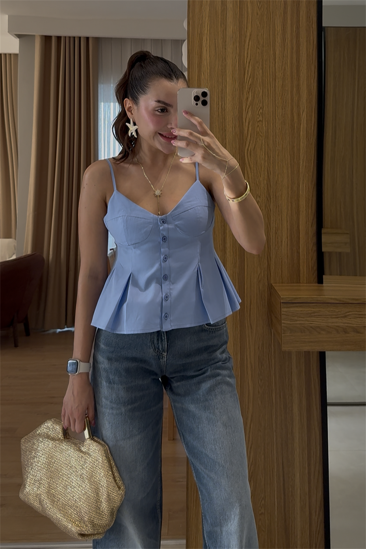 Raylin Bebe Mavi Poplin Crop