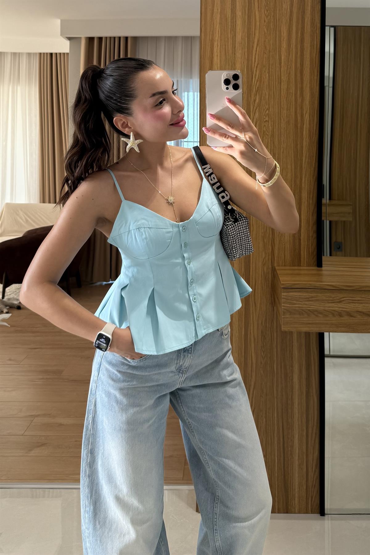 Raylin Mint Poplin Crop