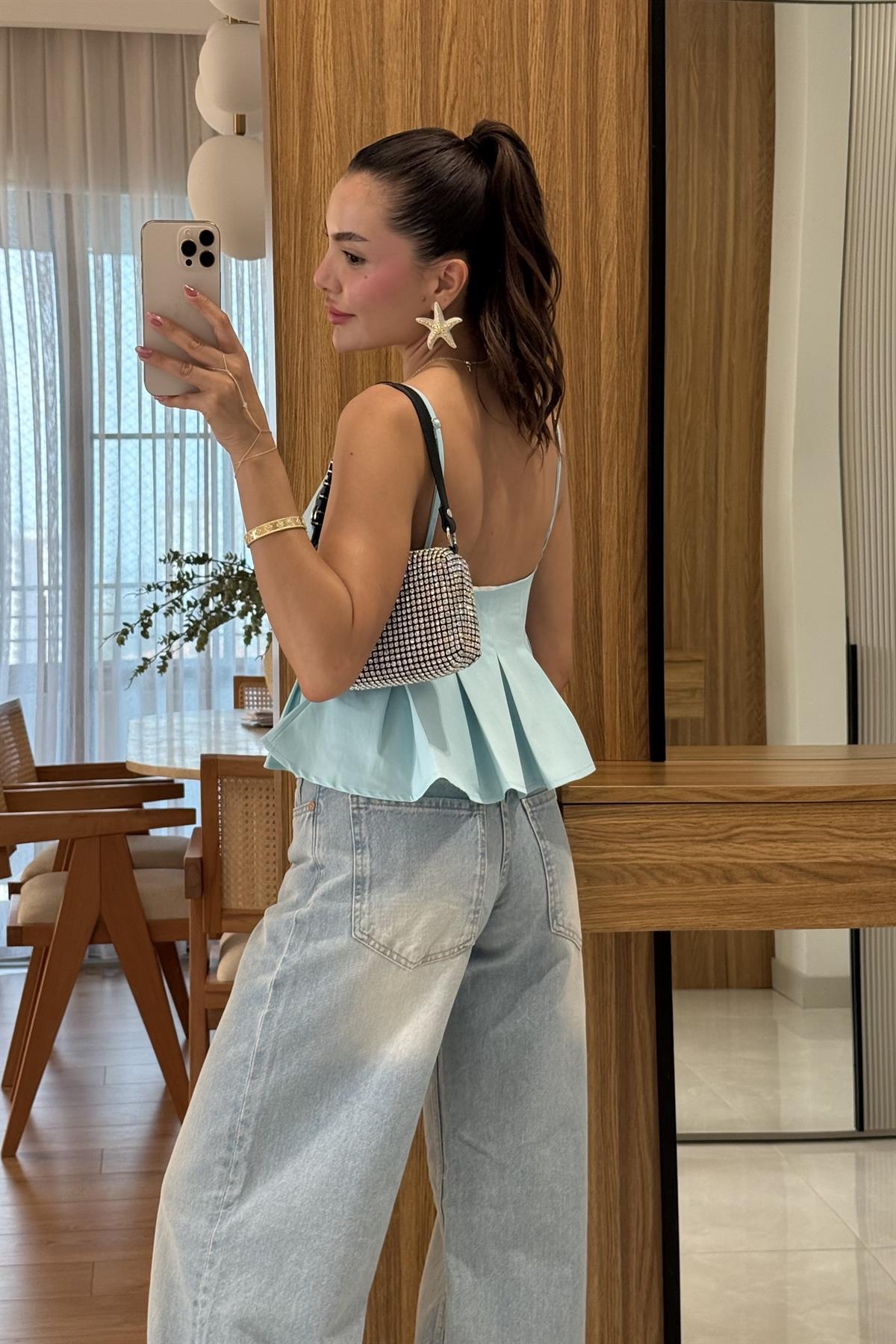 Raylin Mint Poplin Crop