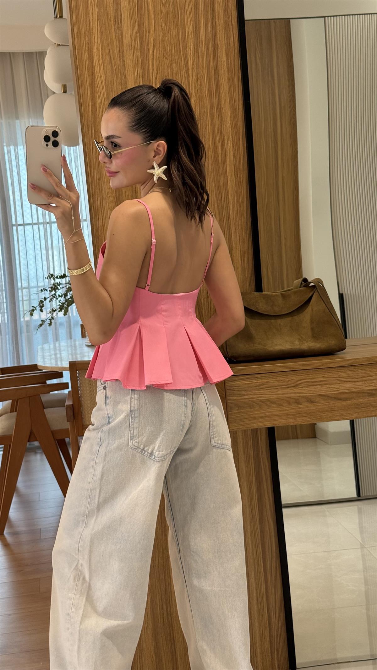 Raylin Pembe Poplin Crop