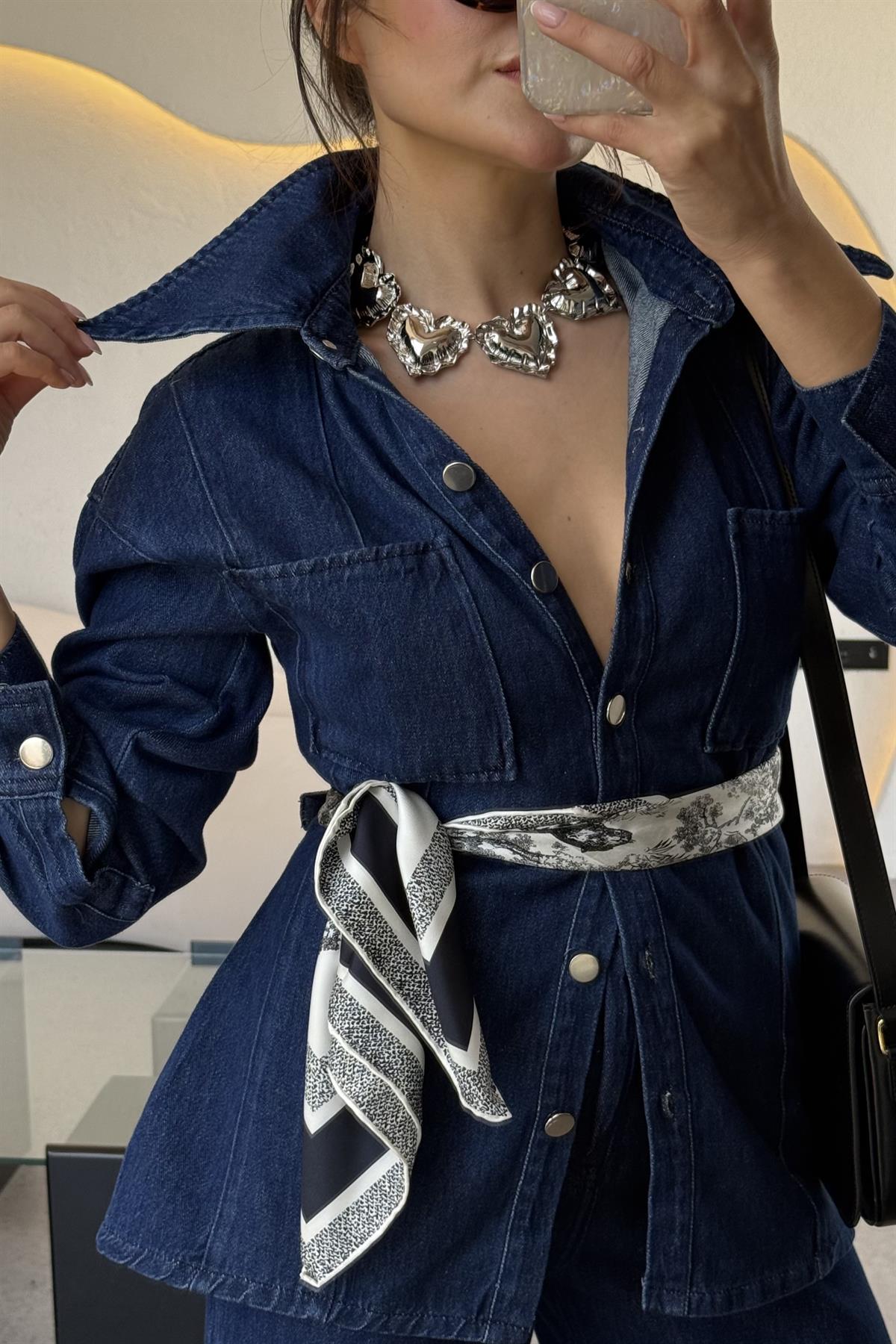 Ready Arkadan Kemerli Denim Takım