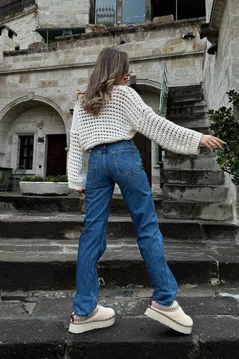 Reckal Beli Çift Renk Detaylı Jean