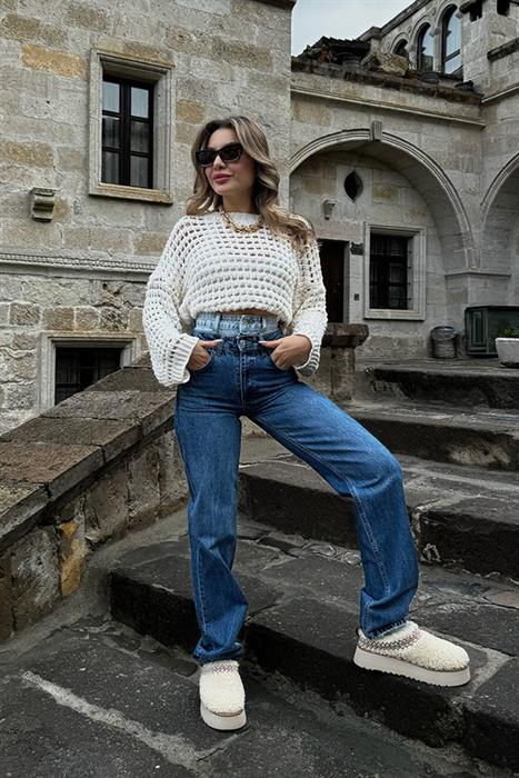 Reckal Beli Çift Renk Detaylı Jean