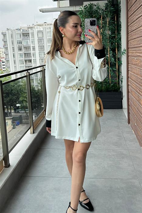 Reveuse Kontrast Şeritli Elbise