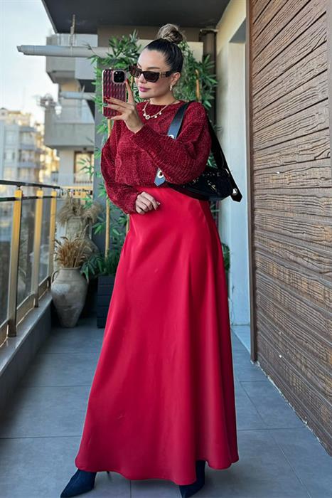 Reyja Kırmızı Saten Etek