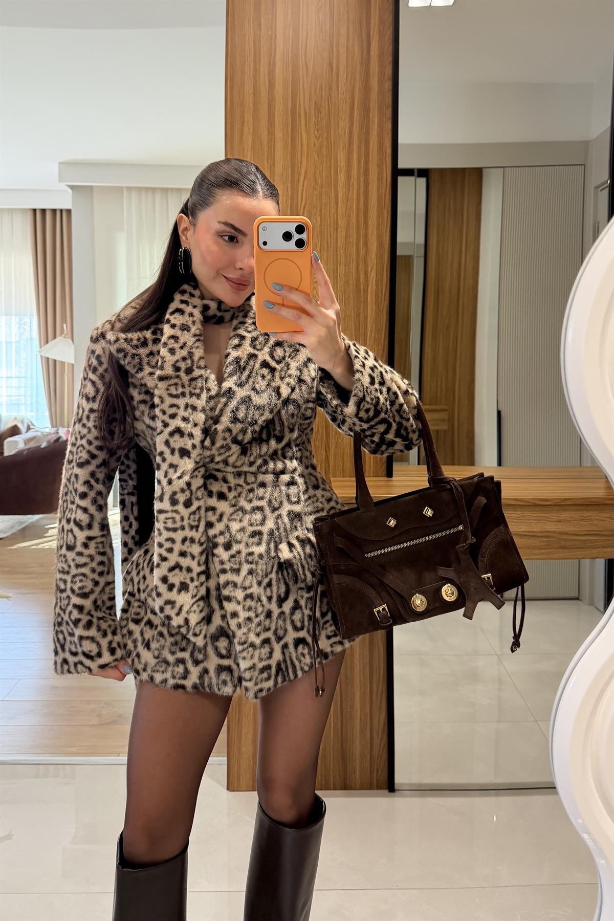 Ricardo Camel Leopar Yumoş Atkılı Blazer