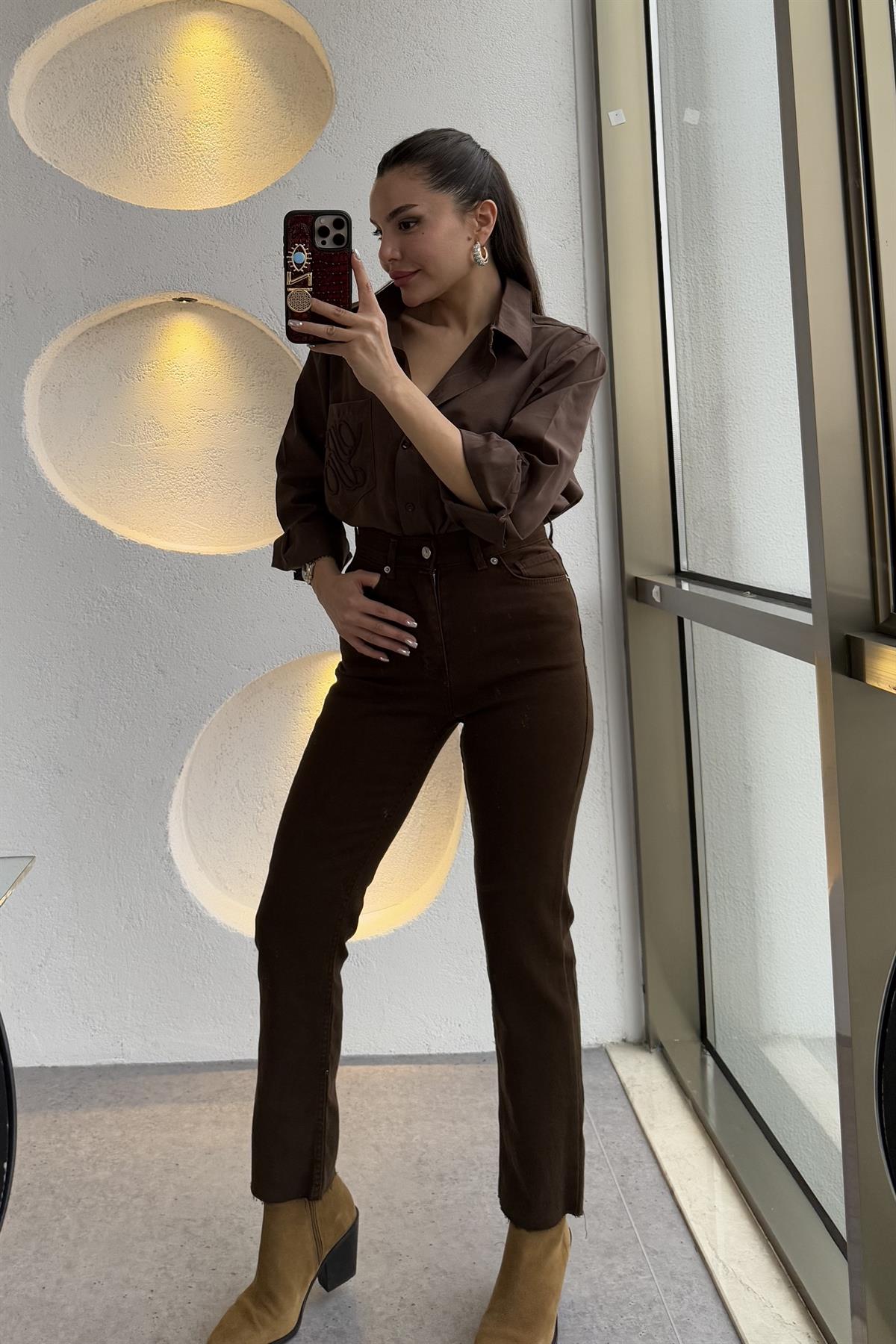 Riccardo Acı Kahve Boyfit Jean