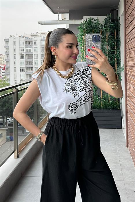 Rida Kaplan Baskılı Tshirt-Beyaz
