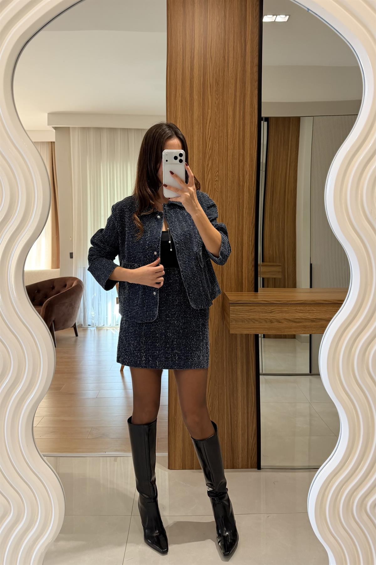 Rihanna Denim Tırtıklı Takım