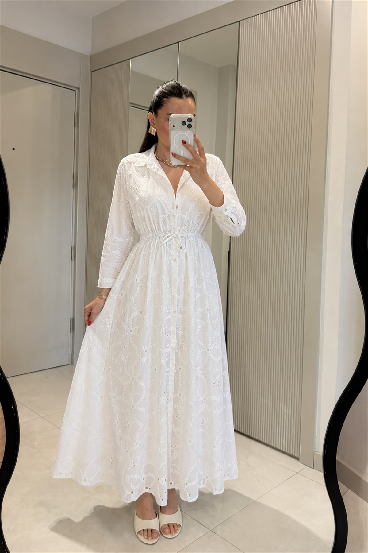Riley Beyaz Fisto Maxi Elbise