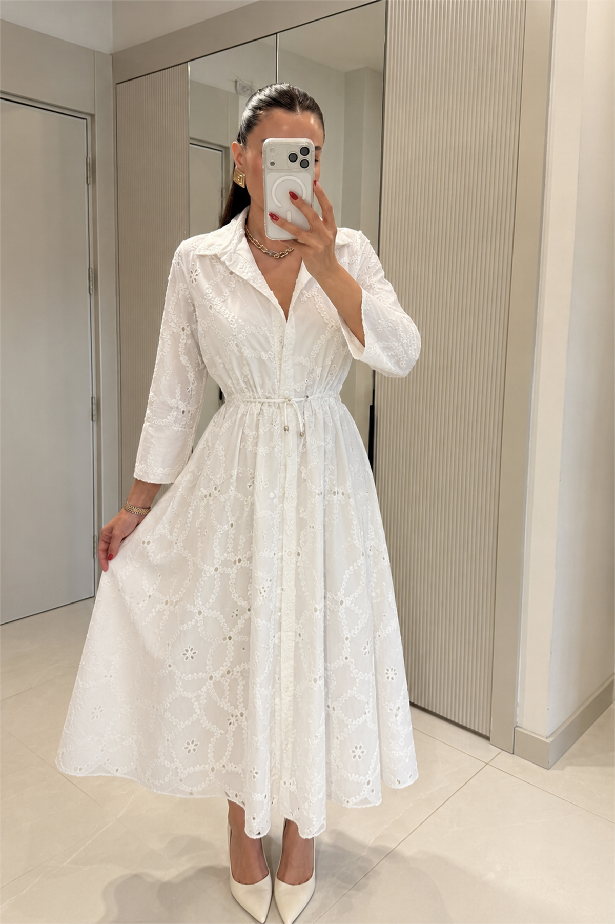 Riley Beyaz Fisto Maxi Elbise