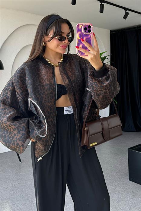 Riley Organze Tül Leopar Ceket