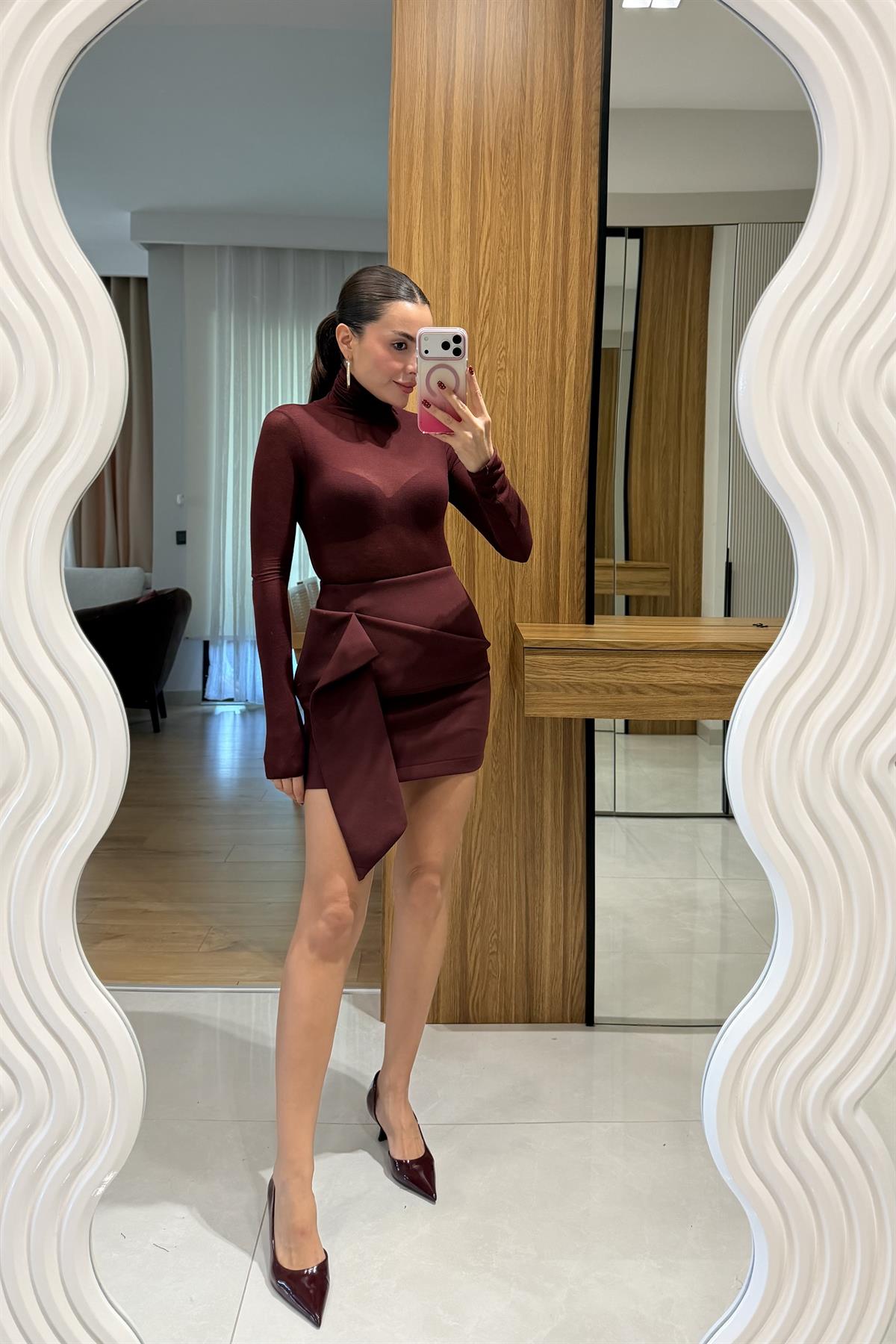 Rivva Bordo Tasarım Etek