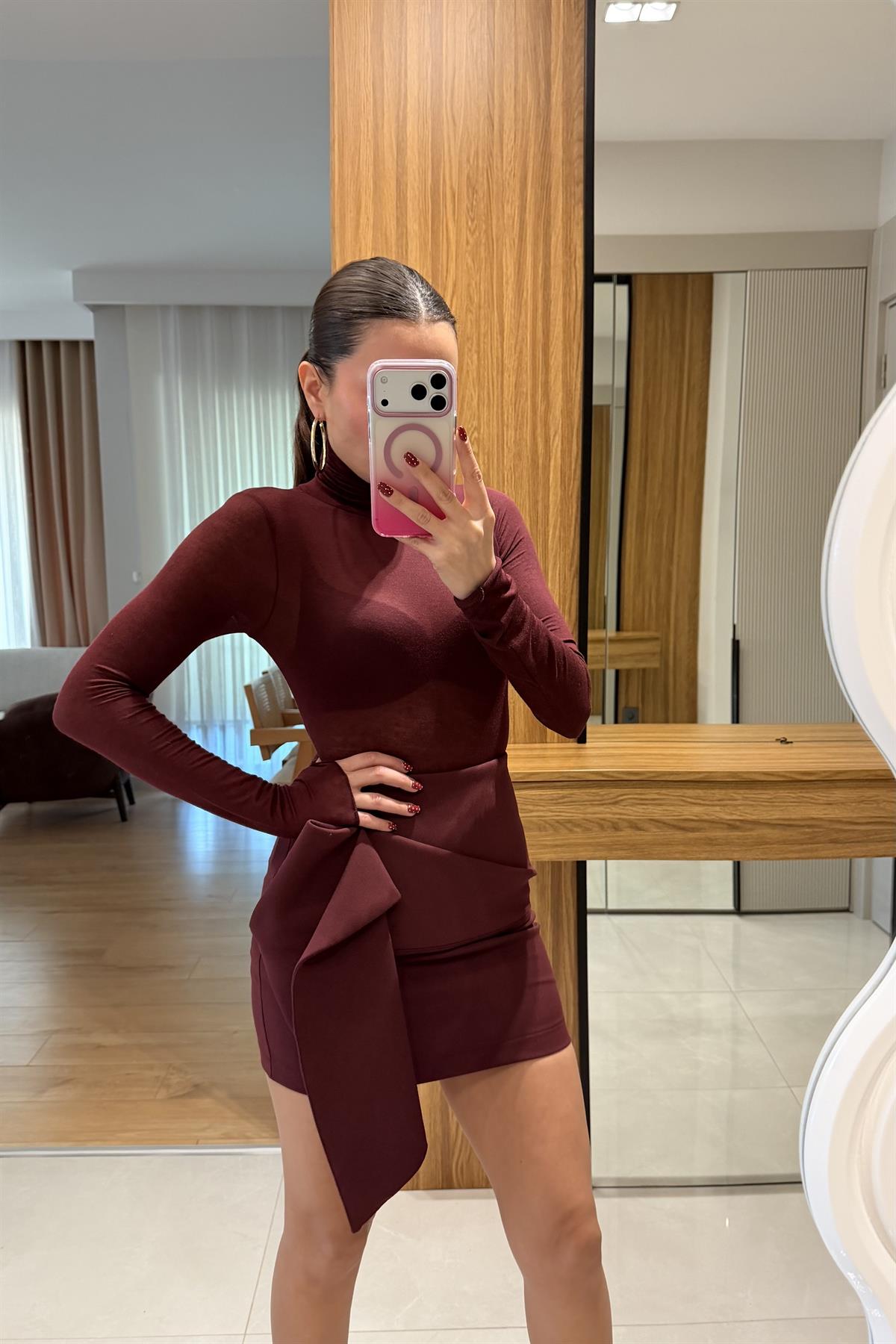 Rivva Bordo Tasarım Etek