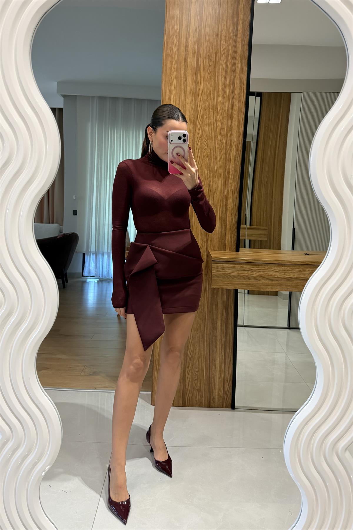 Rivva Bordo Tasarım Etek