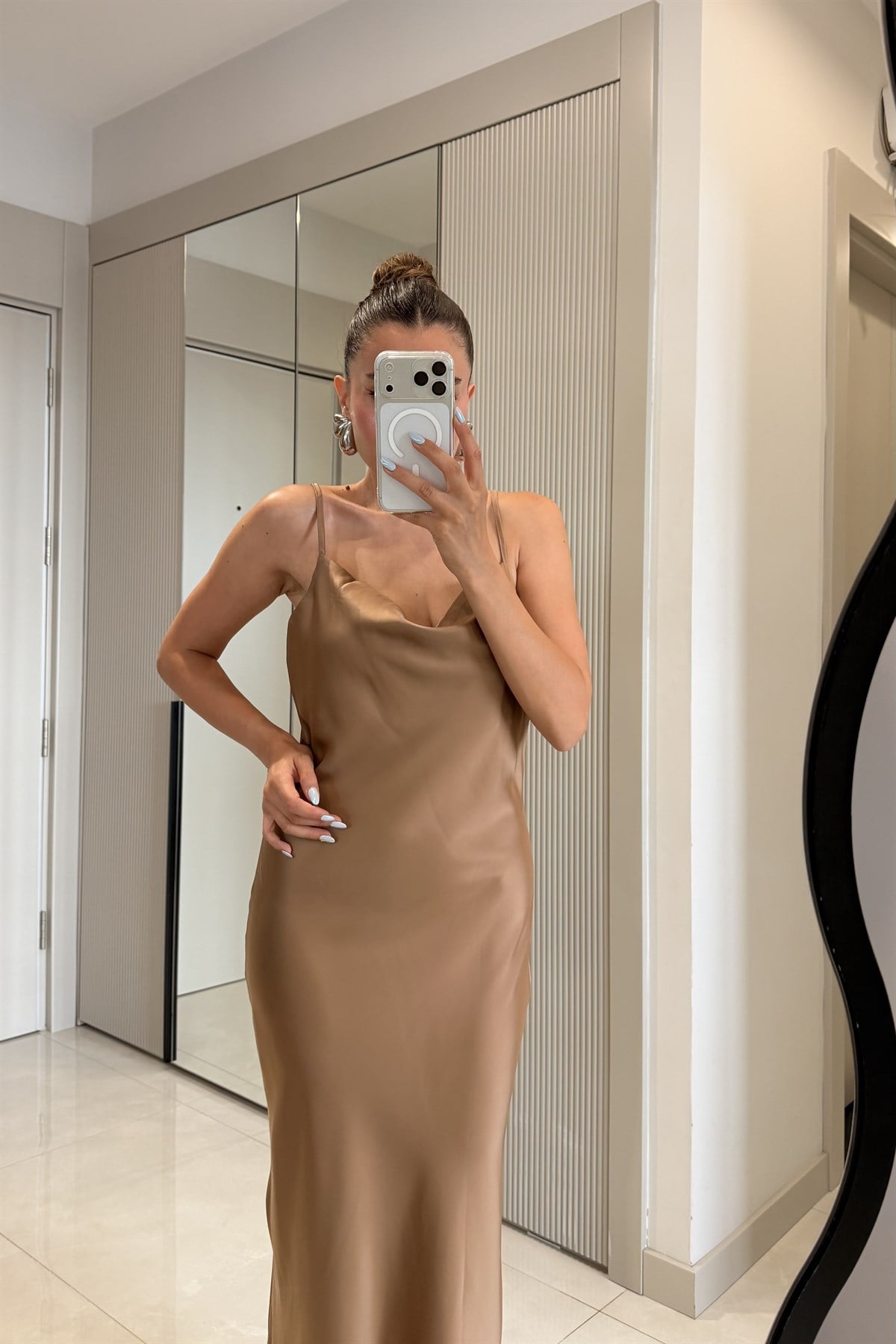 Rixton Vizon Saten Askılı Elbise