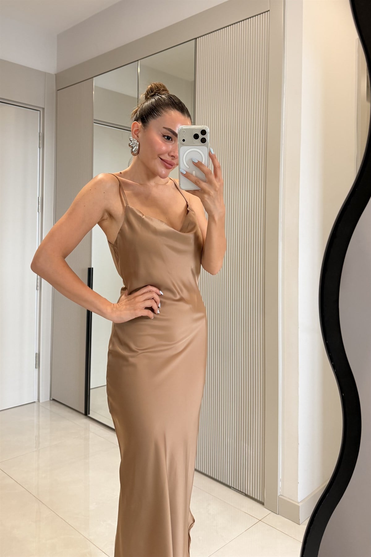 Rixton Vizon Saten Askılı Elbise