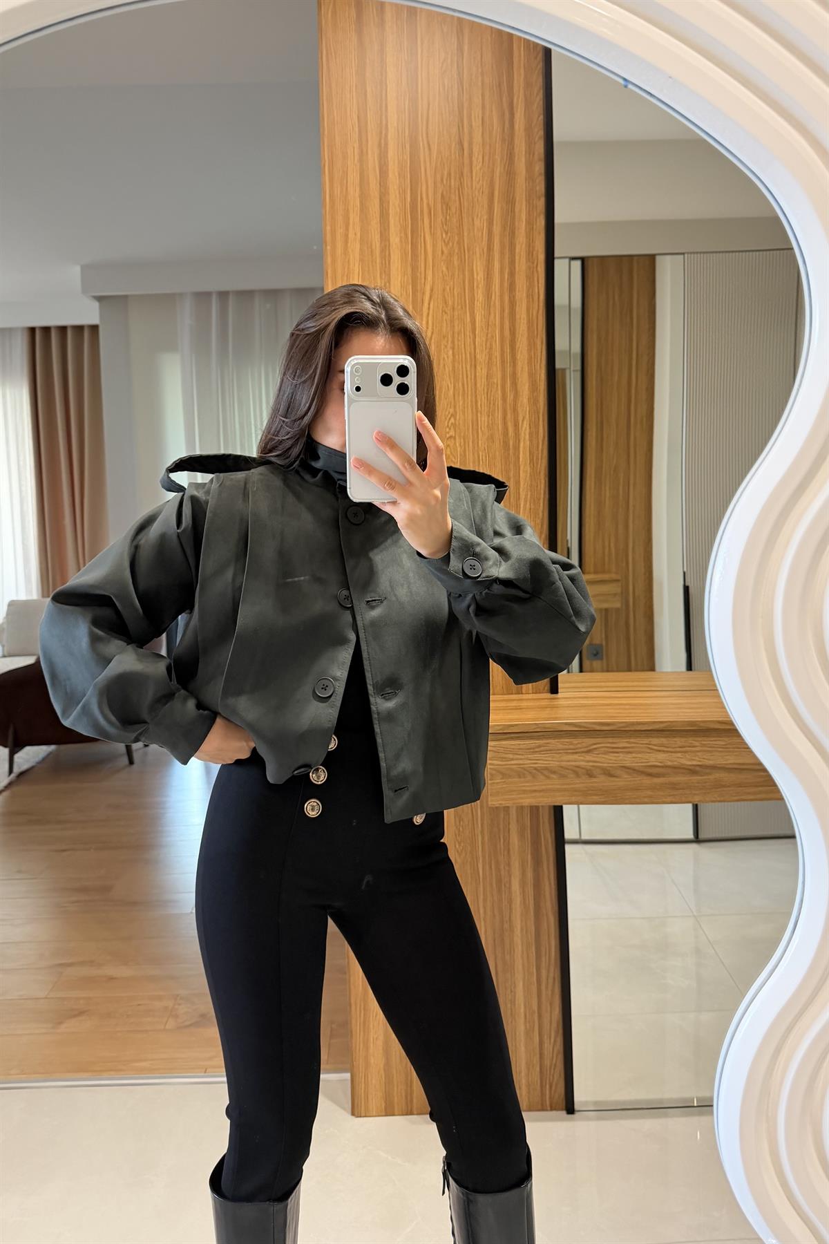 Rizzle Haki Süet Vatkalı Ceket