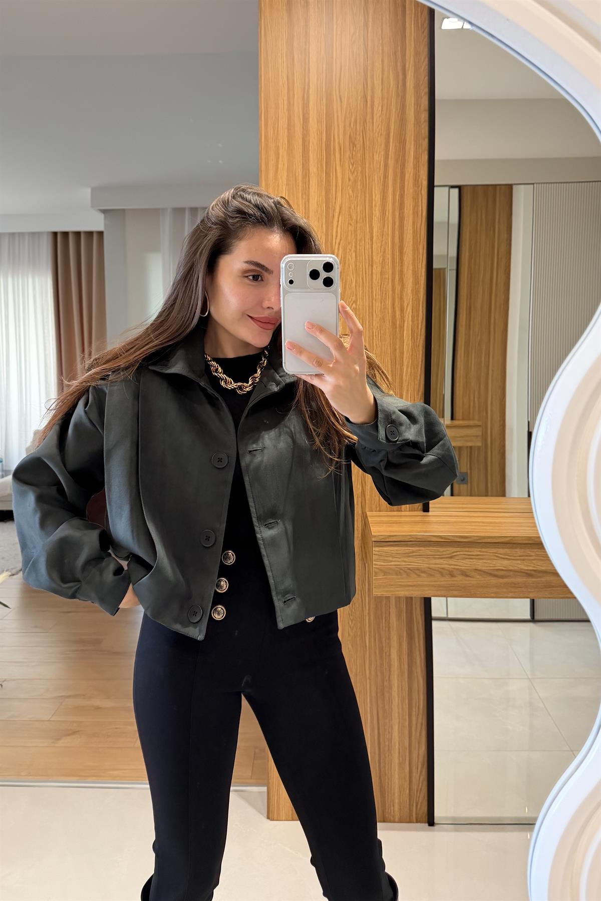 Rizzle Haki Süet Vatkalı Ceket