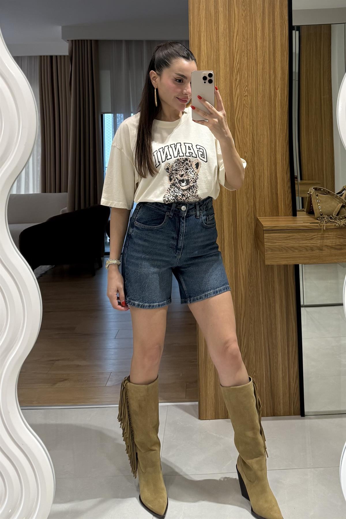 Roberts Darkblue Şehir Boy Kot Şort