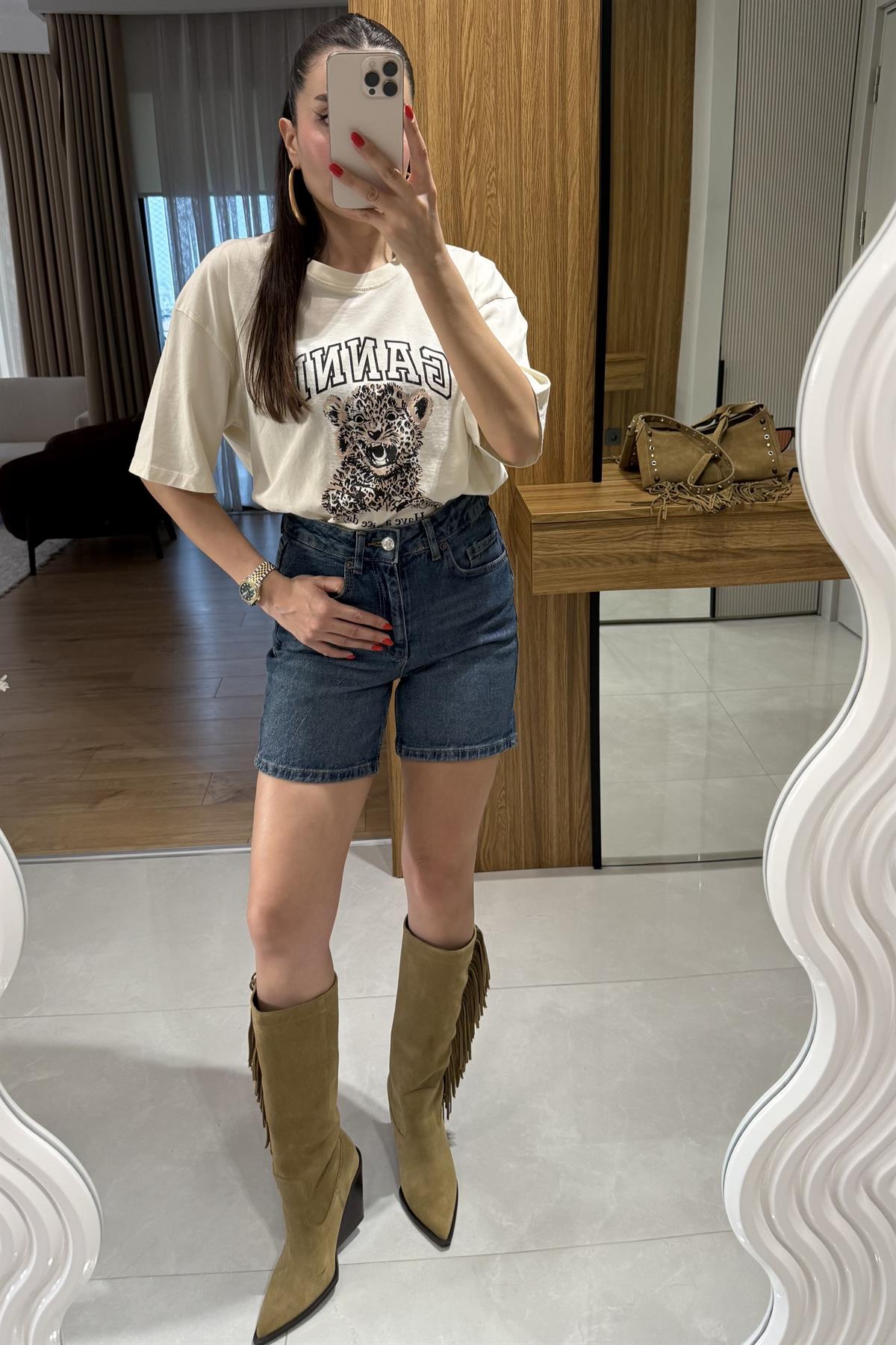 Roberts Darkblue Şehir Boy Kot Şort