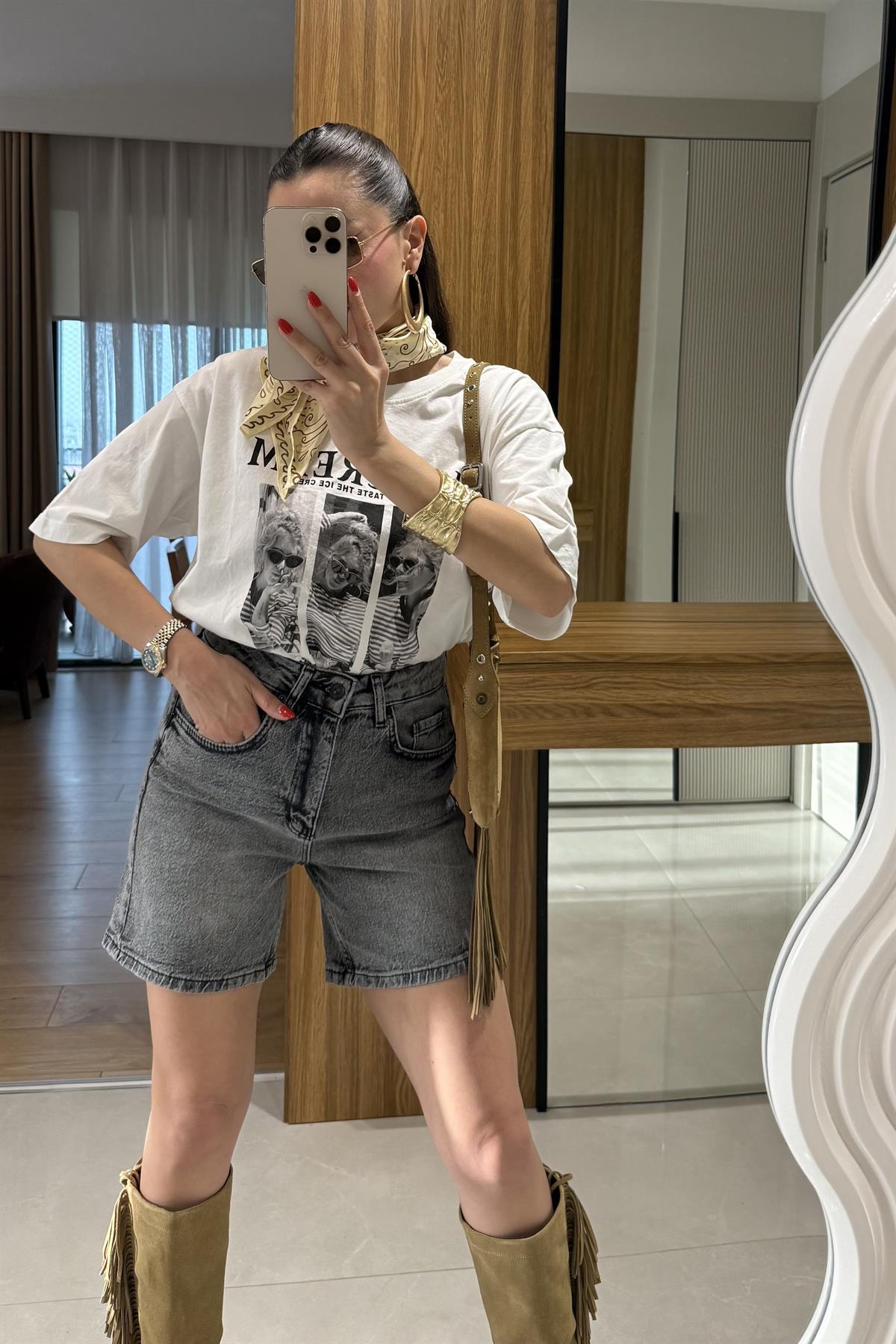 Roberts Füme Şehir Boy Kot Şort