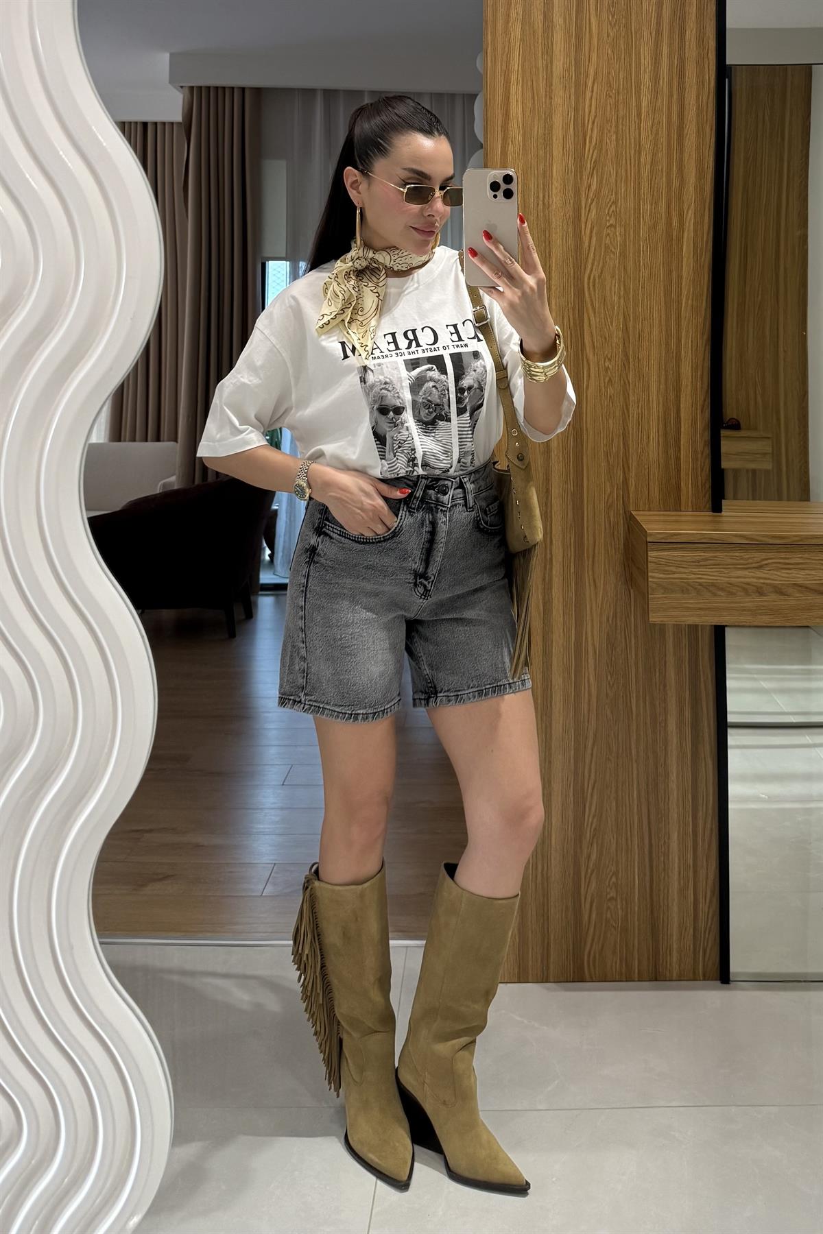 Roberts Füme Şehir Boy Kot Şort