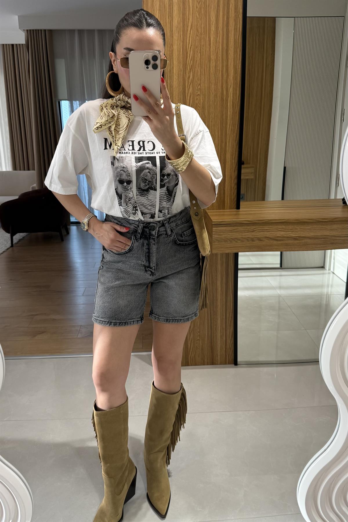 Roberts Füme Şehir Boy Kot Şort