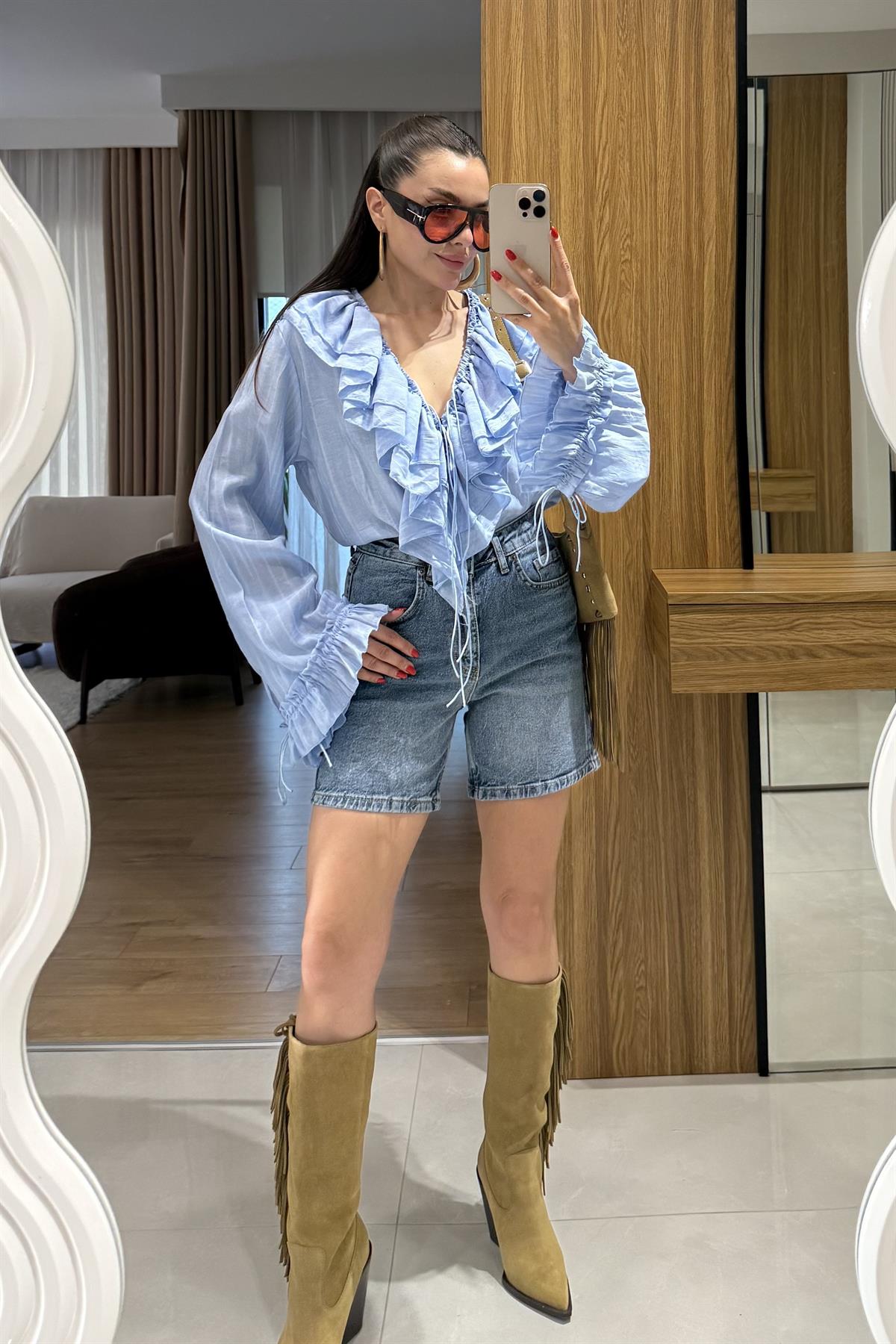 Roberts Midblue Şehir Boy Kot Şort