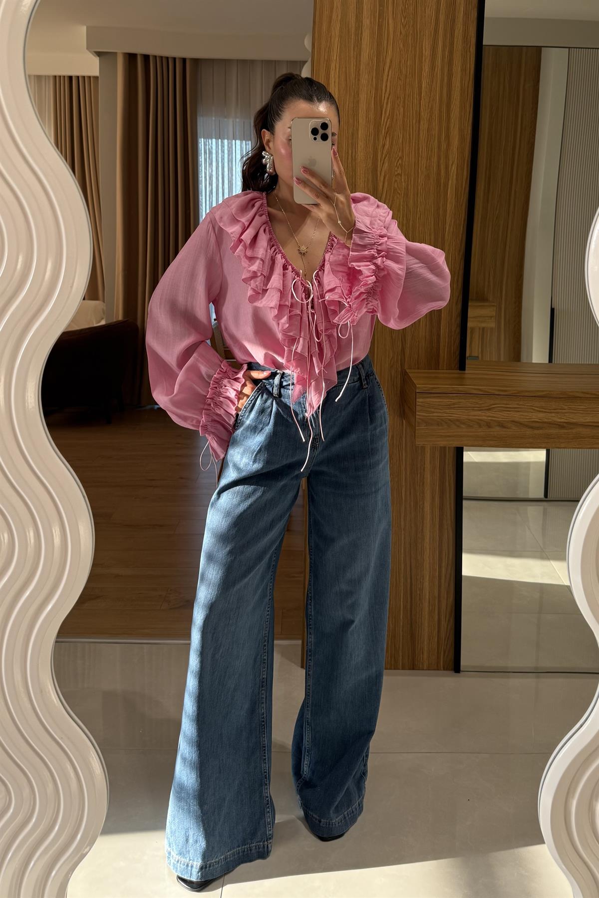 Robinson Darkblue Geniş Paça Palazzo Jean