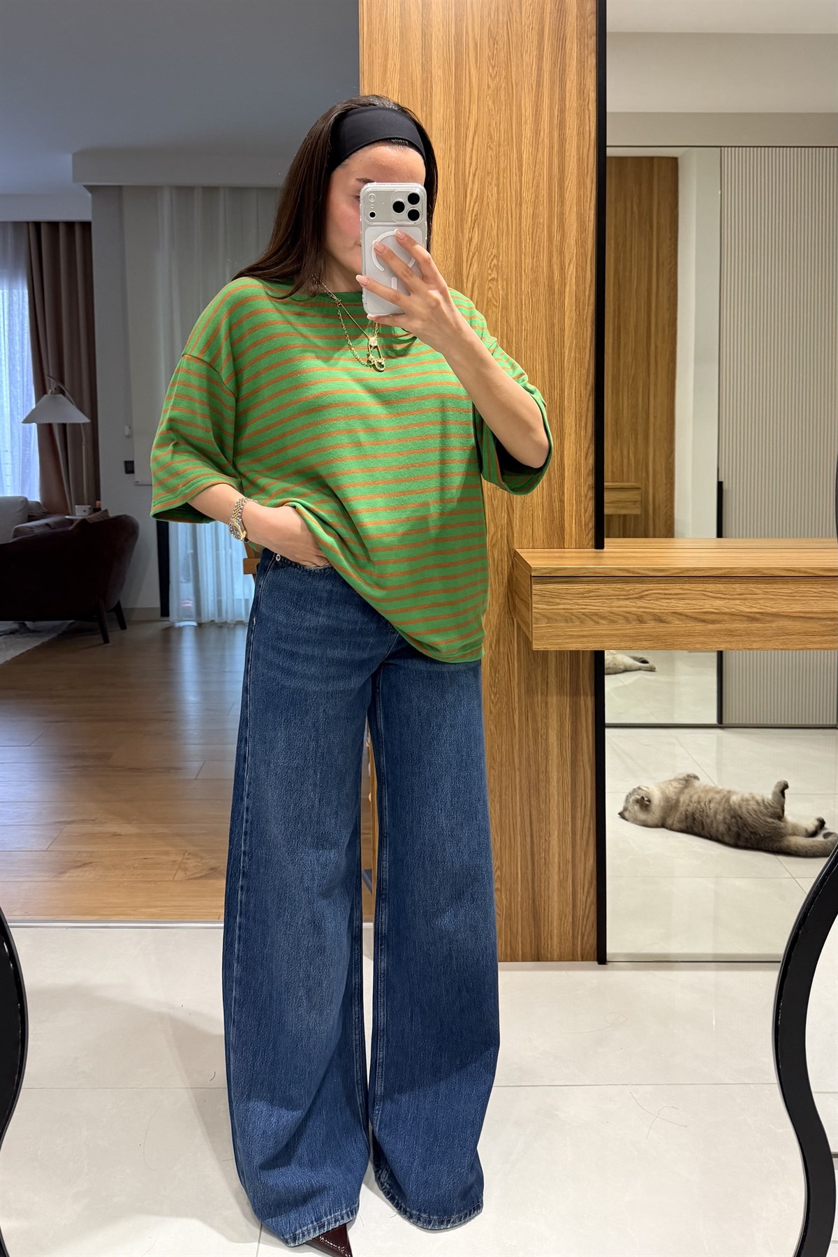 Rocco Darkblue Wide Leg Jean Pantolon