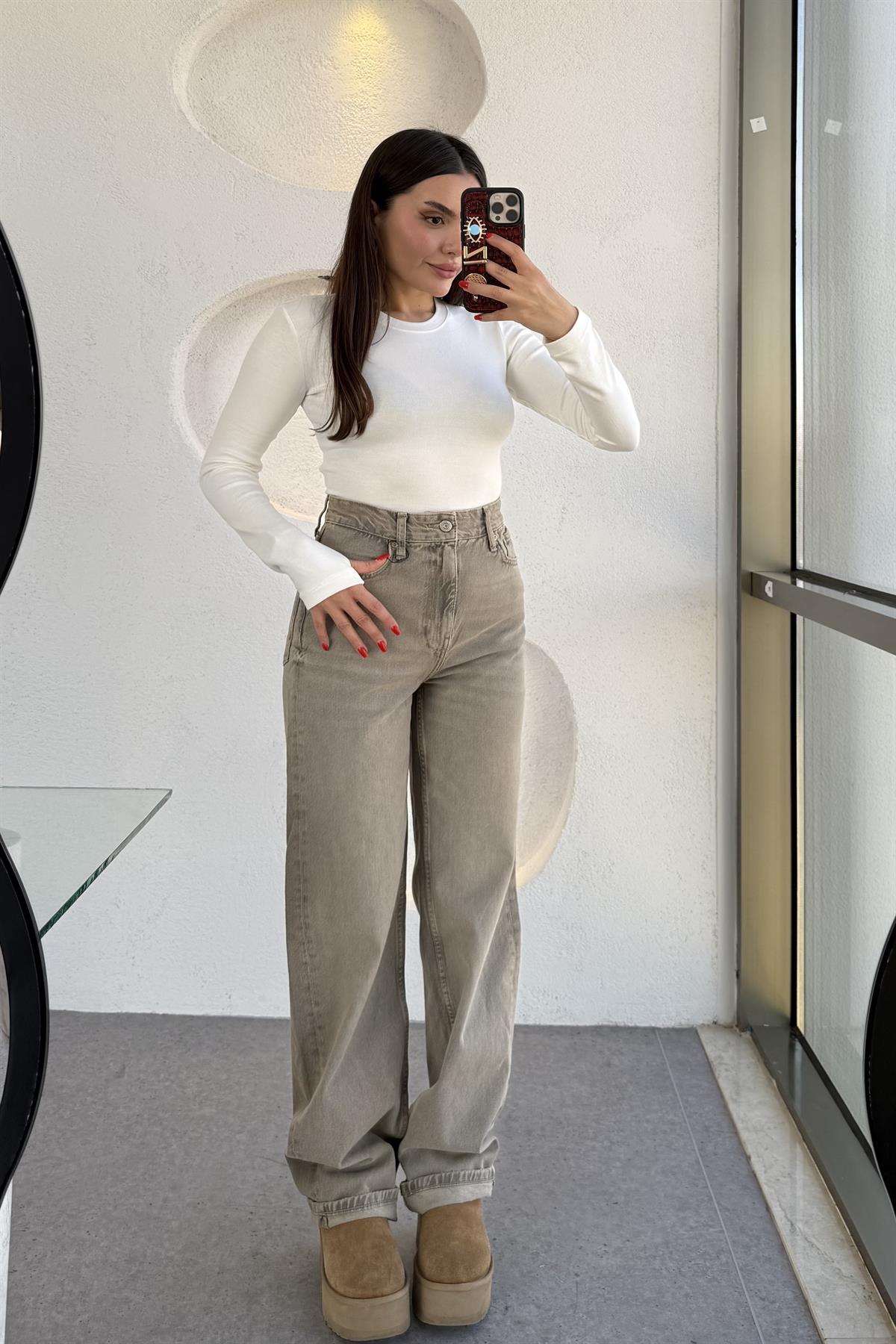 Roger Vizon Yıkama Wide Leg Jean 