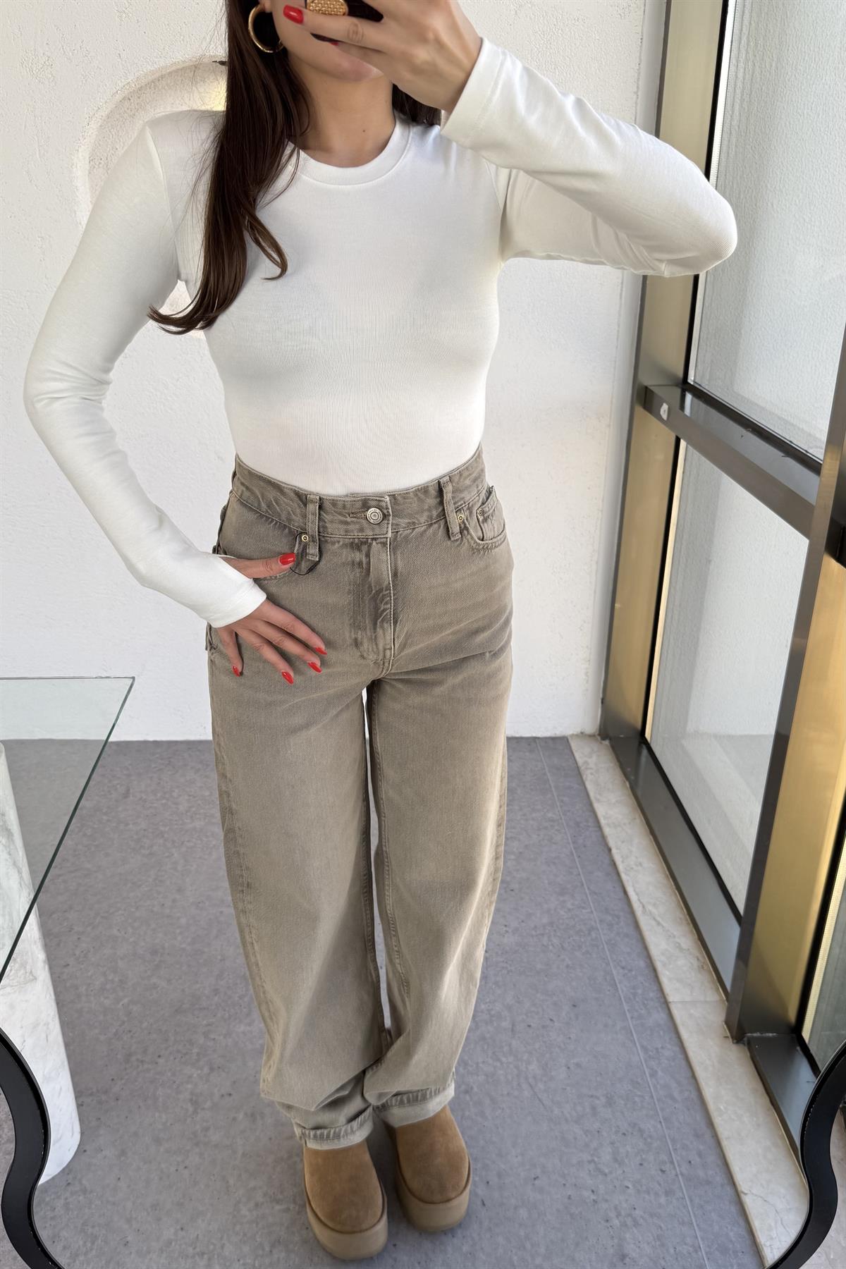 Roger Vizon Yıkama Wide Leg Jean 