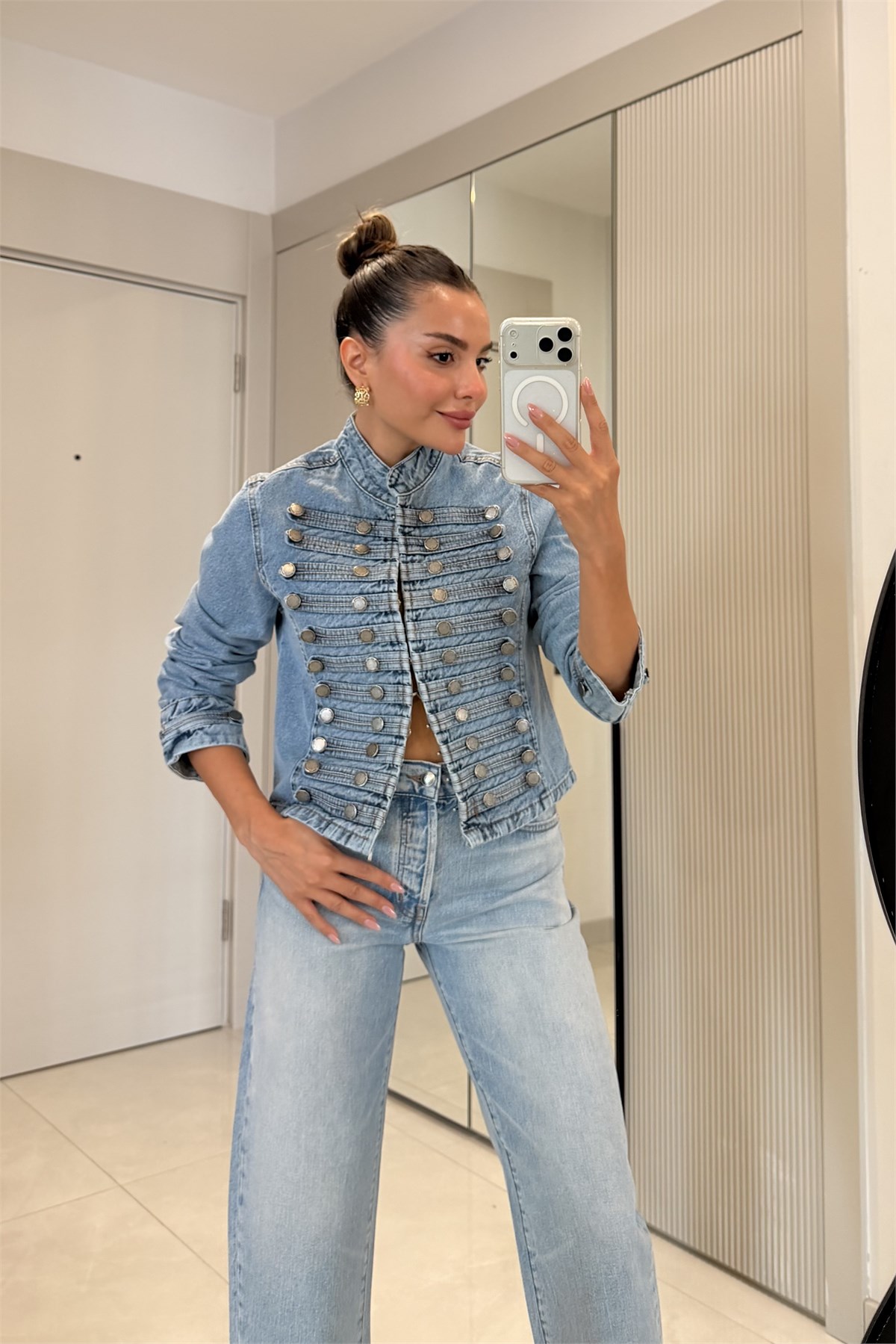 Rogue Mavi Apoletli Denim Ceket